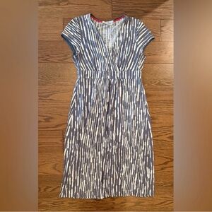 Boden Grey and White Patterned Midi Dress